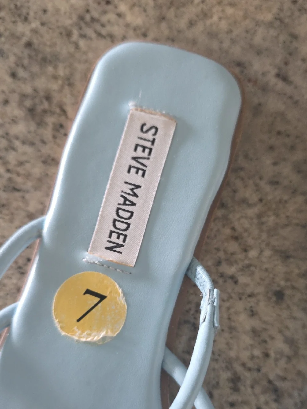 Steve Madden Pale Blue Strappy Toe-Loop Sandals with Gold Accent - Picture 2 of 5